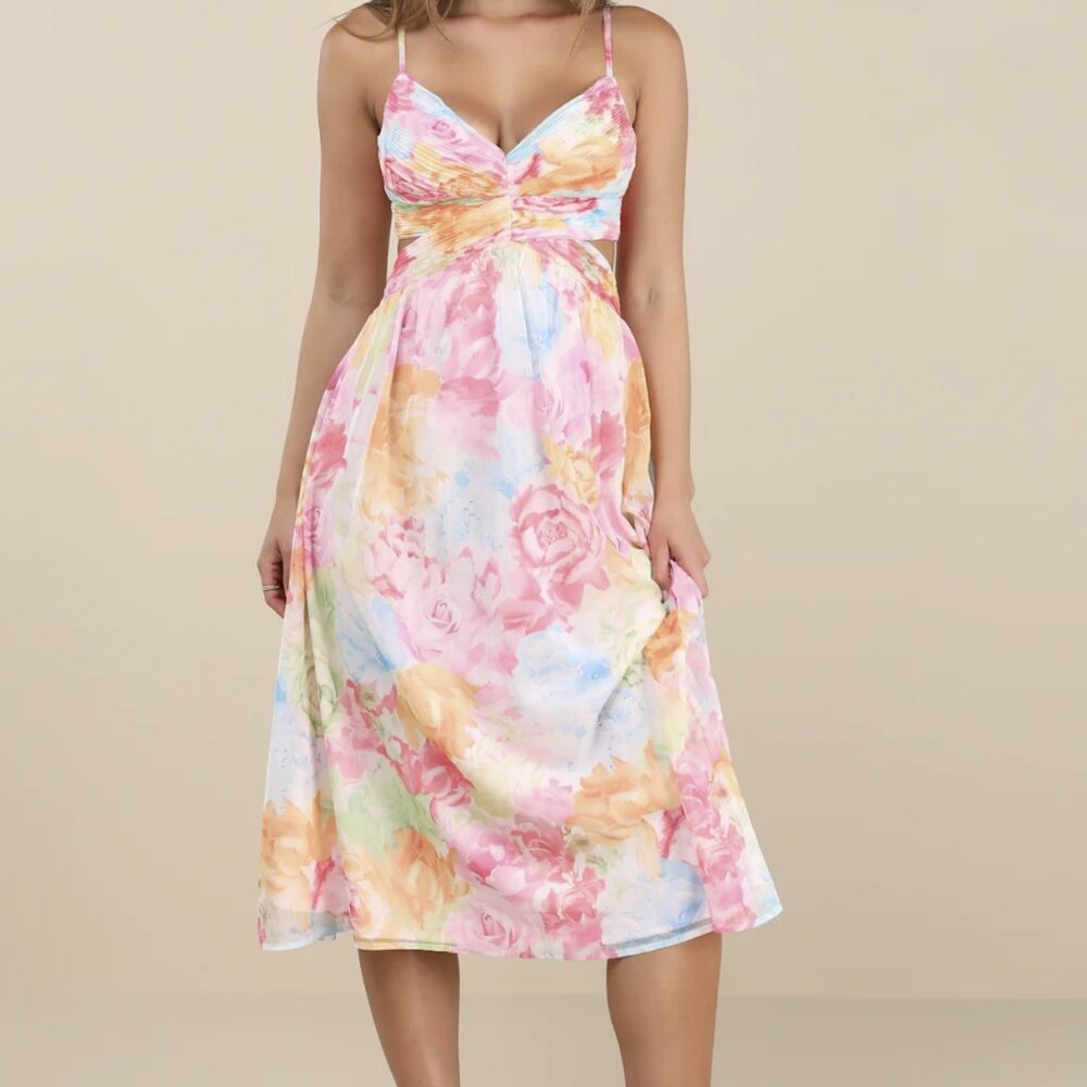 Lulu's Multicolor Floral Midi Dress - Picture 2 of 6